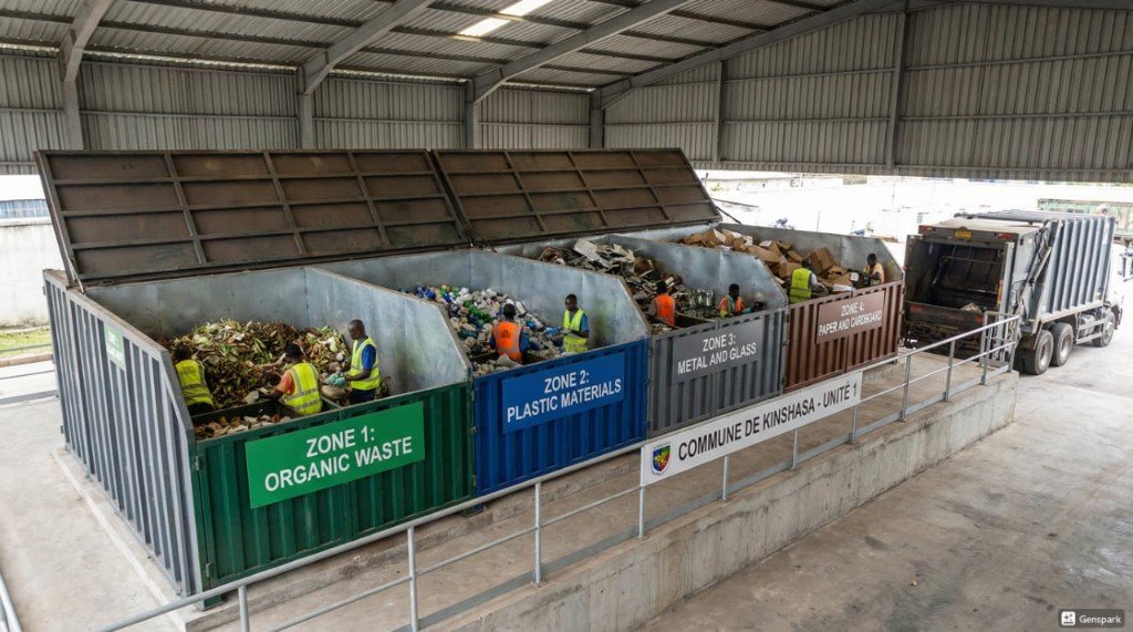 Centre de tri des déchets par catégorie