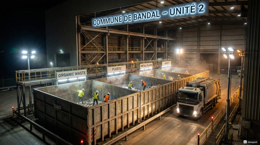Unité de traitement des déchets la nuit